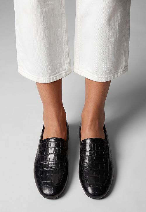 Лоферы слиперы Black Croco BABOOS  