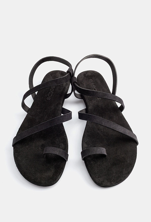 Сандалии с тонкими ремешками Black Suede BABOOS  