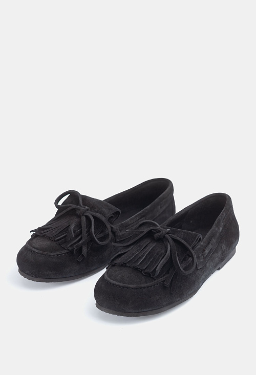 Лоферы с завязками Black Suede BABOOS  