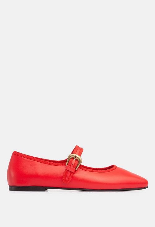 Балетки с пряжкой Red Leather BABOOS  