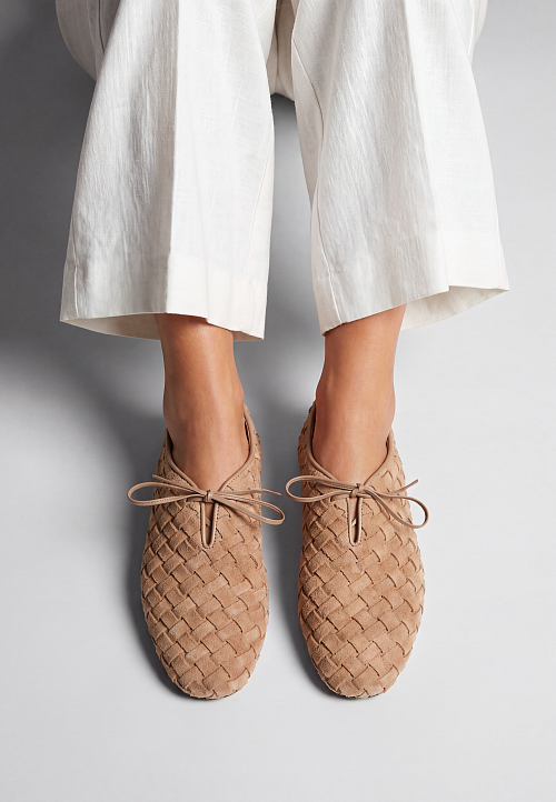 Лоферы плетеные Beige Suede BABOOS  