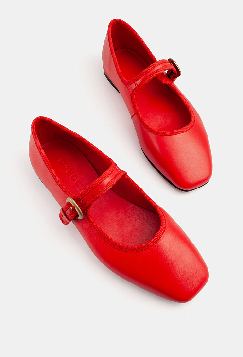 Балетки с пряжкой Red Leather BABOOS  
