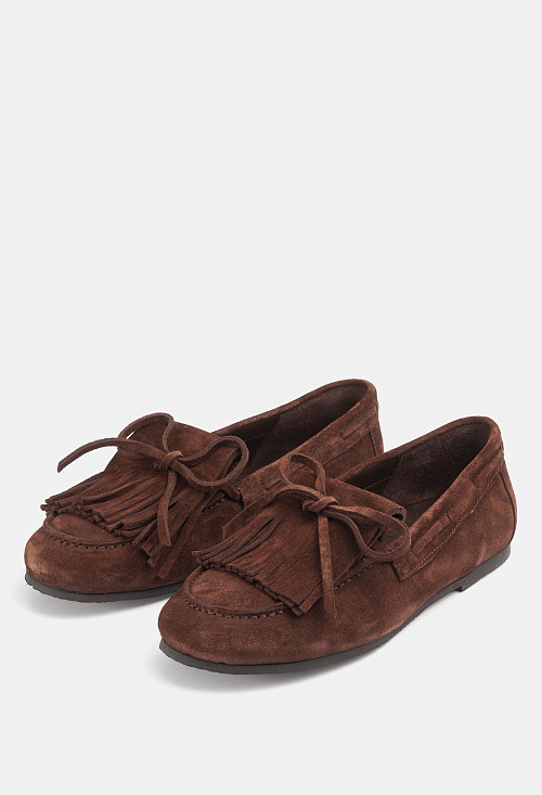 Лоферы с завязками Brown Suede BABOOS  