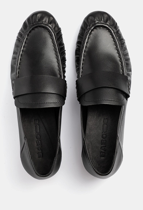 Лоферы с защипами Black Leather BABOOS  