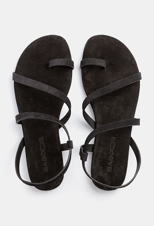 Сандалии с тонкими ремешками Black Suede BABOOS  