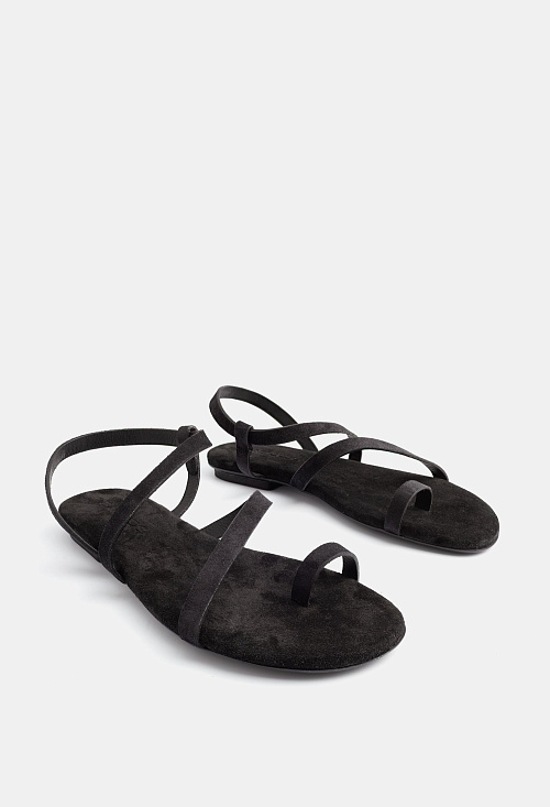 Сандалии с тонкими ремешками Black Suede BABOOS  