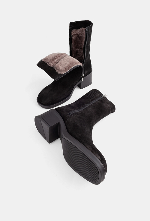 Ботильоны Black Suede Fur BABOOS  