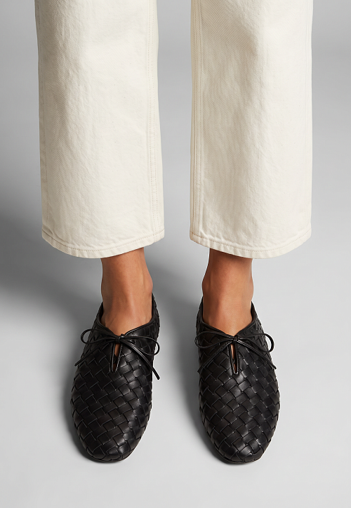Лоферы плетеные Black Leather BABOOS  
