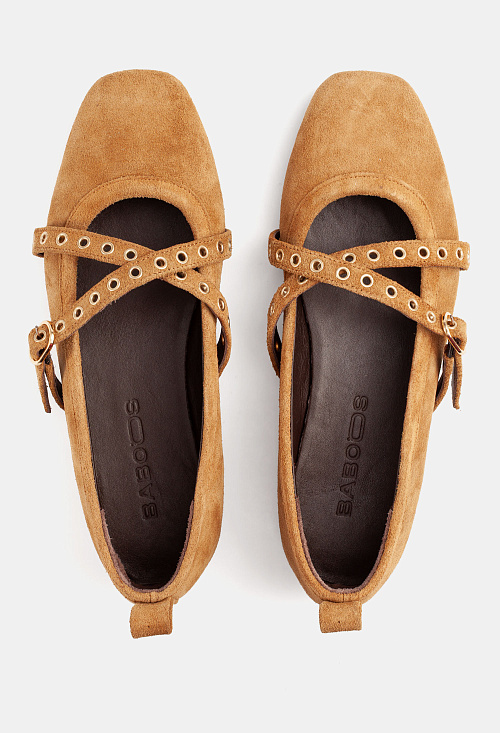 Балетки с ремешками Tan Suede BABOOS  