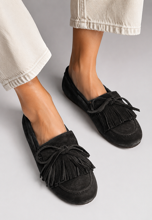 Лоферы с завязками Black Suede BABOOS  