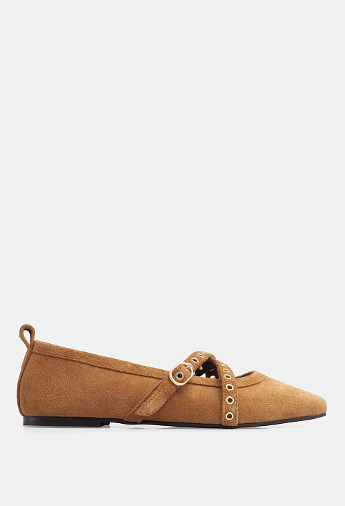 Балетки с ремешками Tan Suede BABOOS  