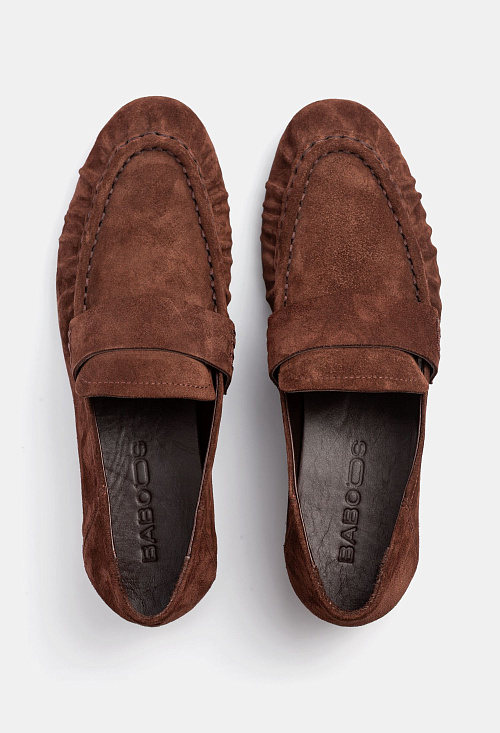 Лоферы с защипами Brown Suede BABOOS  