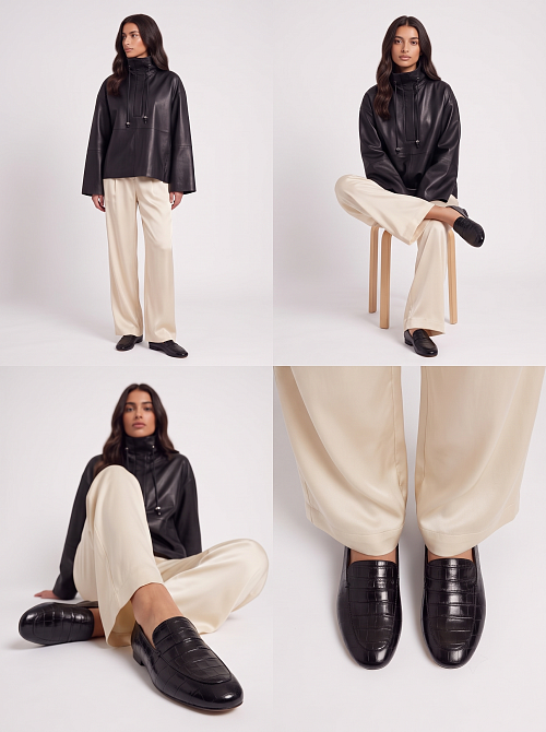 Лоферы слиперы Black Croco BABOOS  