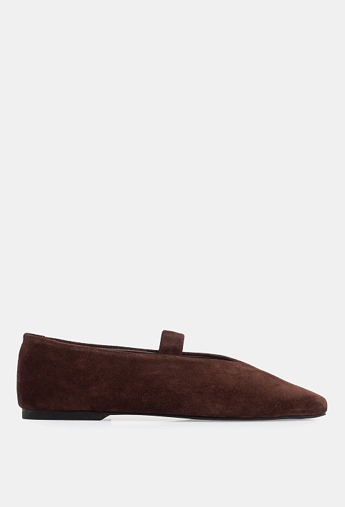 Балетки с перемычкой Brown Suede BABOOS  