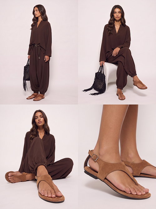 Сандалии на тонкой подошве Beige Suede BABOOS  