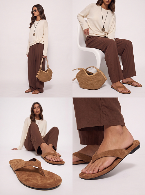 Сандалии вьетнамки Beige Suede BABOOS  