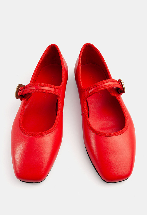 Балетки с пряжкой Red Leather BABOOS  