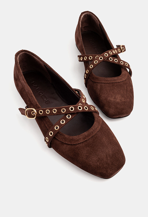 Балетки с ремешками Brown Suede BABOOS  