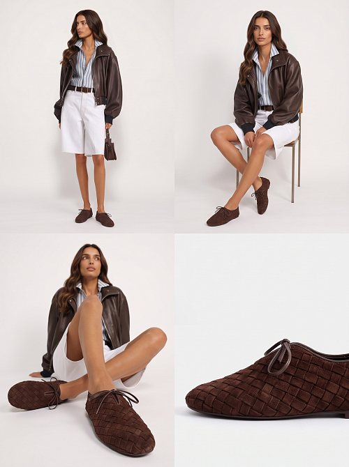 Лоферы плетеные Brown Suede BABOOS  