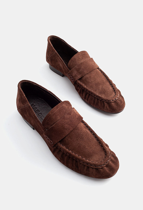Лоферы с защипами Brown Suede BABOOS  