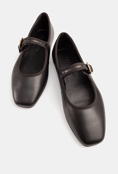 Балетки с пряжкой Black Leather BABOOS  