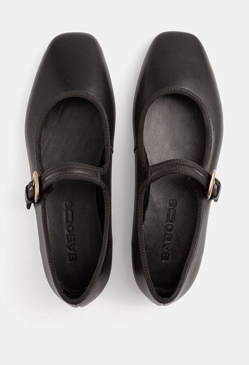 Балетки с пряжкой Black Leather BABOOS  
