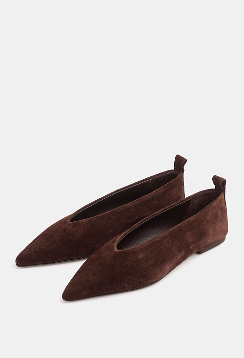 Балетки остроносые Brown Suede BABOOS  