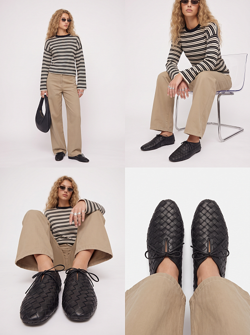 Лоферы плетеные Black Leather BABOOS  