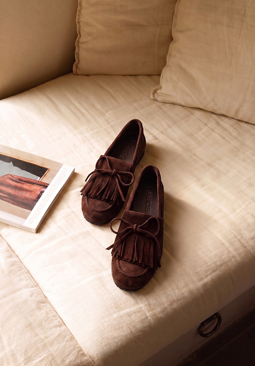 Лоферы с завязками Brown Suede BABOOS  