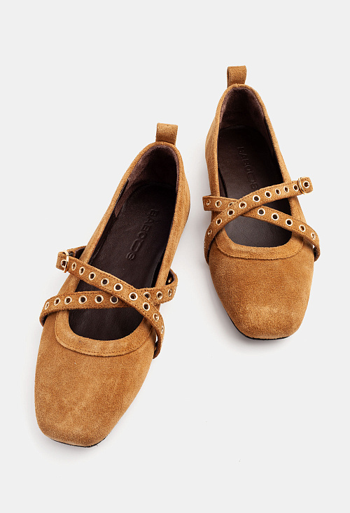 Балетки с ремешками Tan Suede BABOOS  