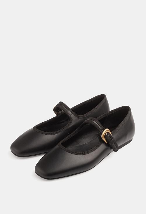Балетки с пряжкой Black Leather BABOOS  