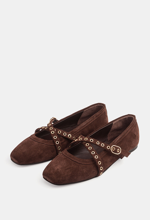 Балетки с ремешками Brown Suede BABOOS  