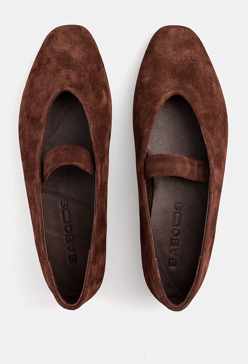 Балетки с перемычкой Brown Suede BABOOS  