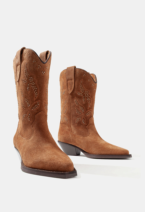 Ботильоны Tan Suede Studs BABOOS  