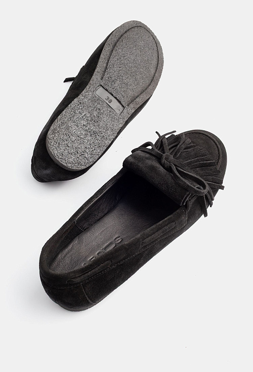 Лоферы с завязками Black Suede BABOOS  