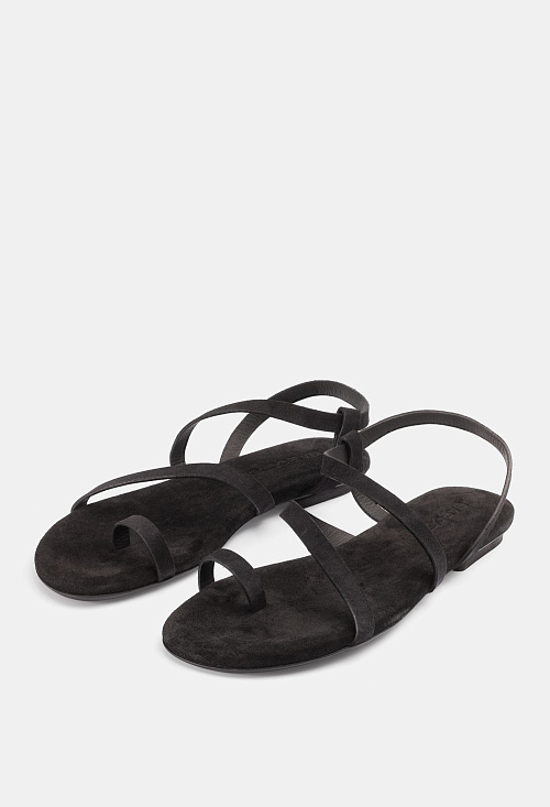 Сандалии с тонкими ремешками Black Suede BABOOS  