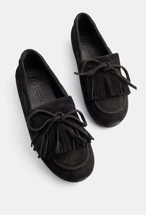 Лоферы с завязками Black Suede BABOOS  