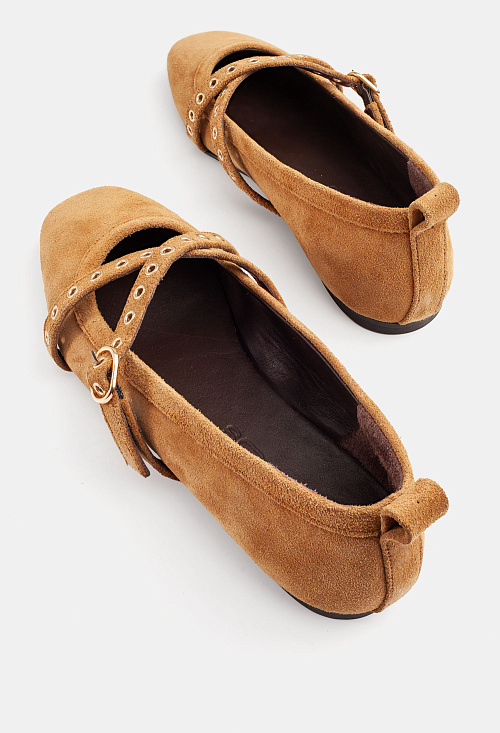 Балетки с ремешками Tan Suede BABOOS  