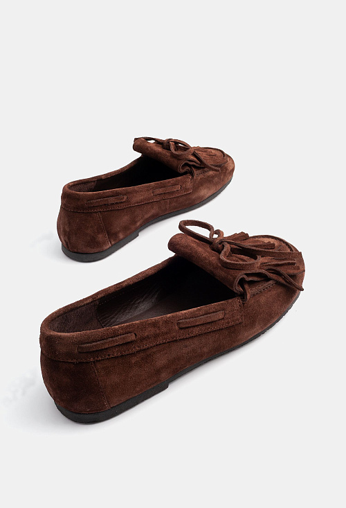 Лоферы с завязками Brown Suede BABOOS  
