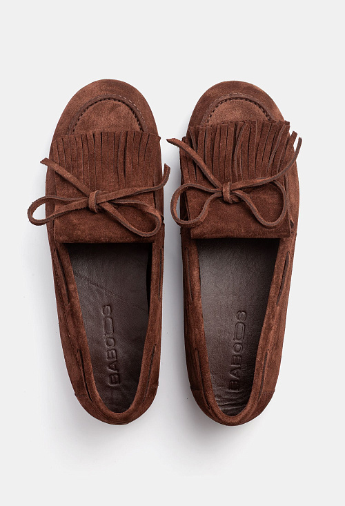 Лоферы с завязками Brown Suede BABOOS  