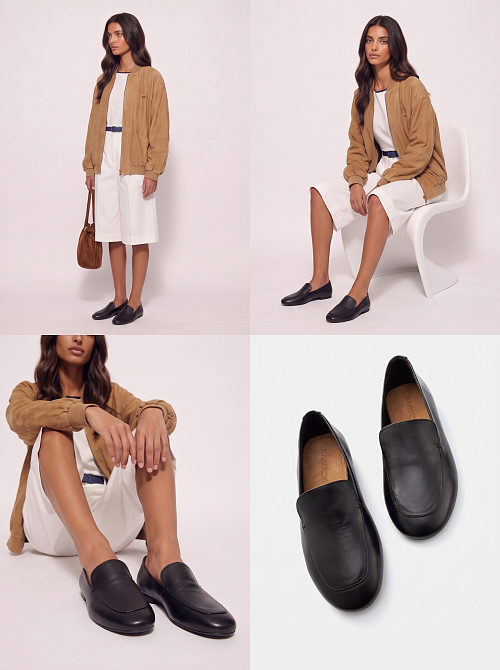 Лоферы слиперы Black leather BABOOS  