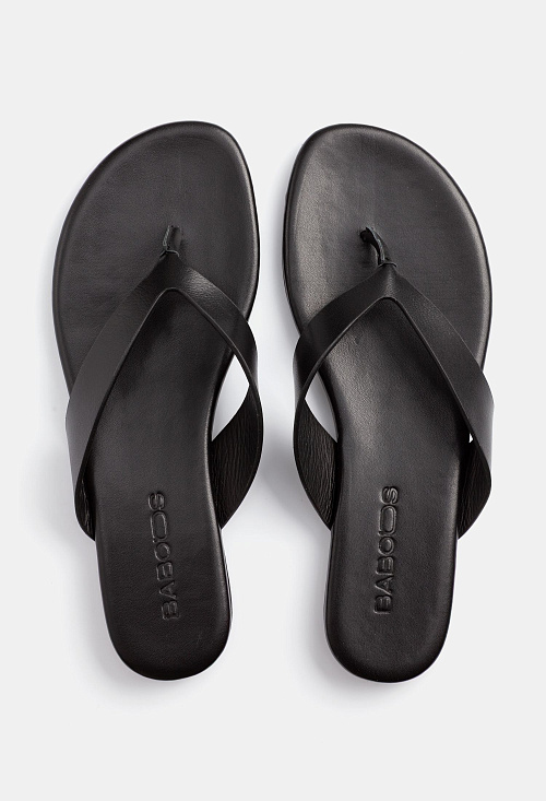 Сандалии вьетнамки Black Leather BABOOS  
