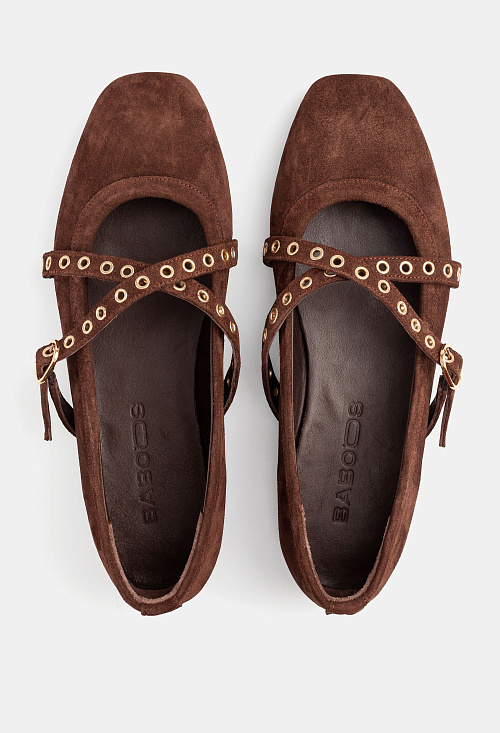 Балетки с ремешками Brown Suede BABOOS  