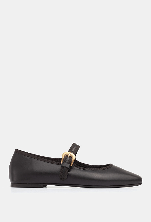 Балетки с пряжкой Black Leather BABOOS  