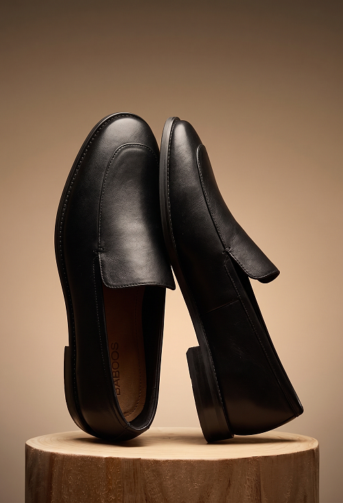Лоферы слиперы Black leather BABOOS  