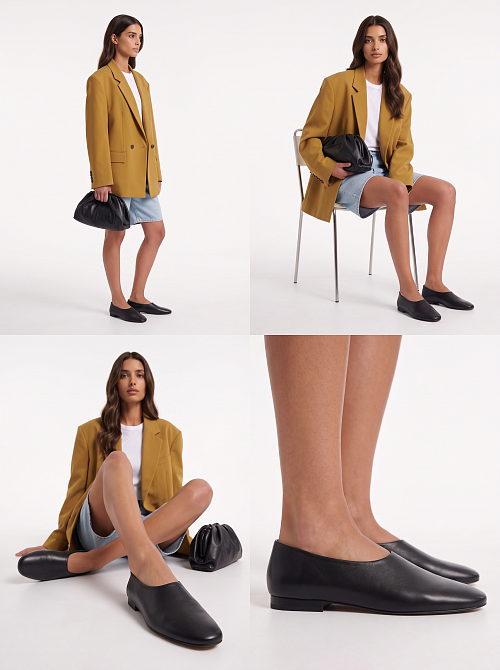 Балетки Black Leather BABOOS  