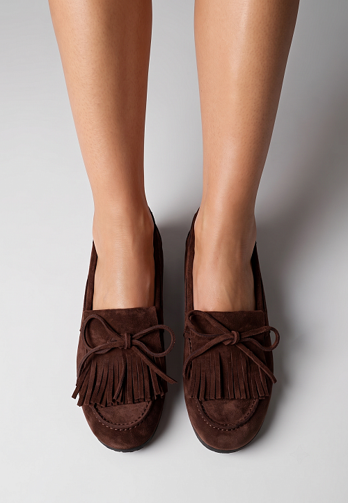 Лоферы с завязками Brown Suede BABOOS  