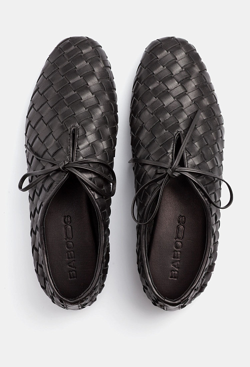 Лоферы плетеные Black Leather BABOOS  