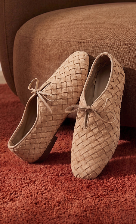 Лоферы плетеные Beige Suede BABOOS  