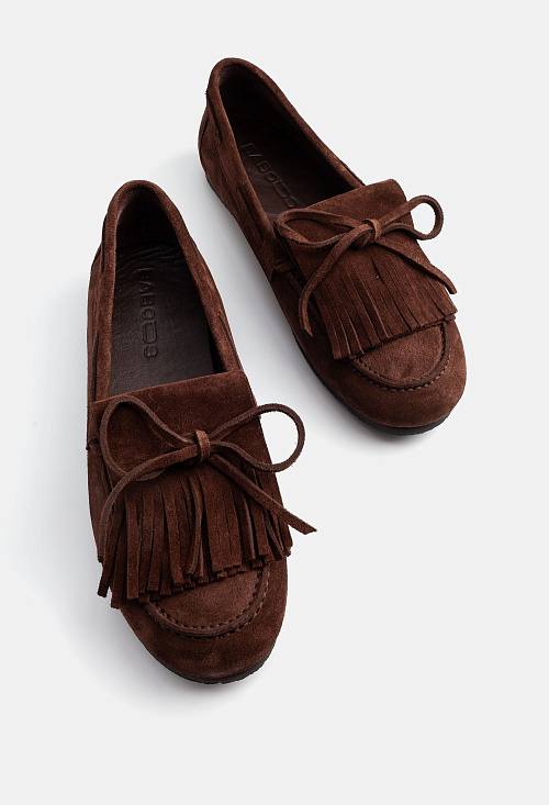 Лоферы с завязками Brown Suede BABOOS  